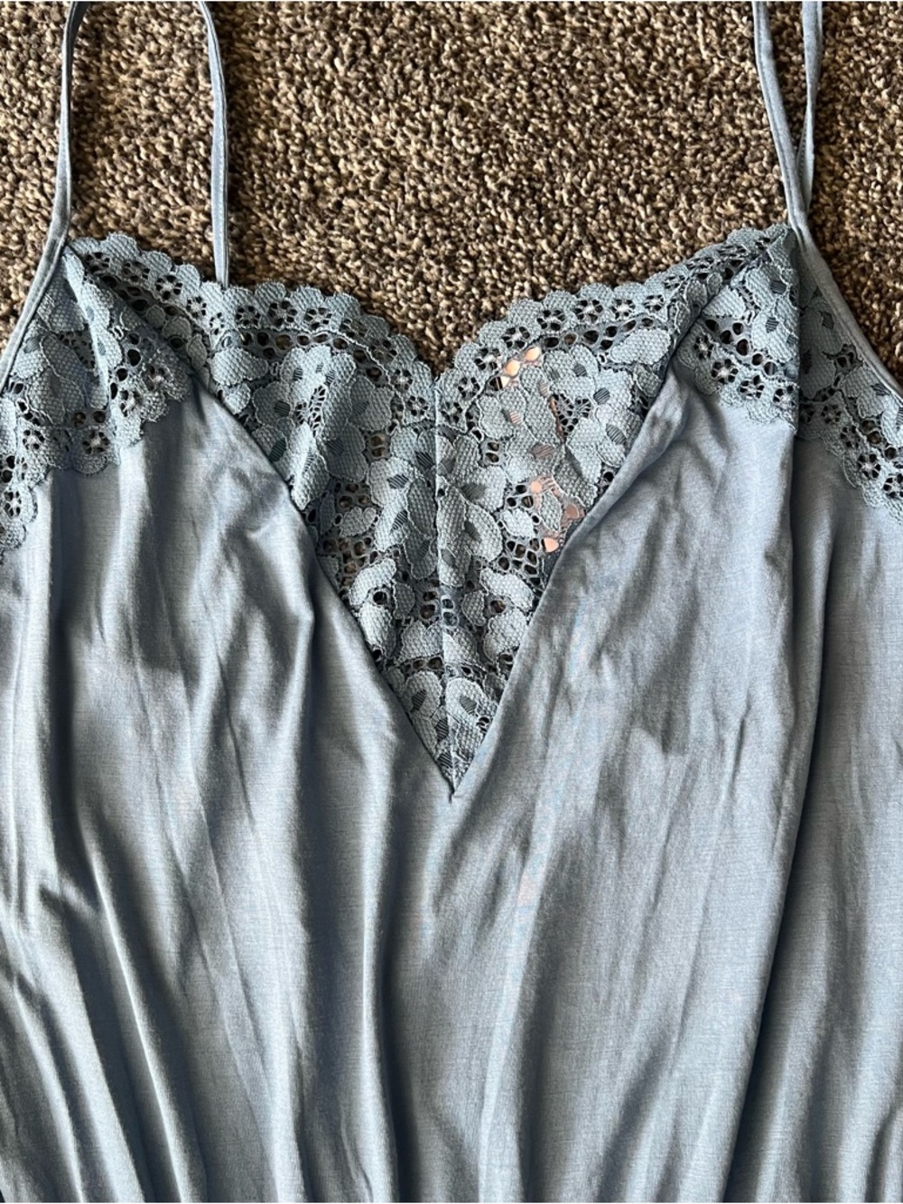 Victoria's Secret Dusty Blue Lace-Trim Romper - Picture 2 of 6